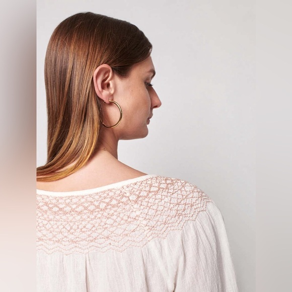 NWT Faherty Laura Embroidered Peasant Top Whisper White - Picture 4 of 9